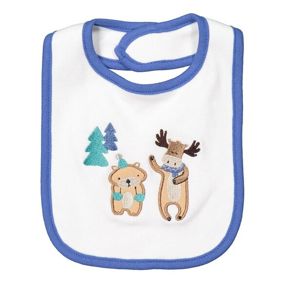 Baby Mode Set ( 3 PC ) Blue Woodland - Sleeper, Bodysuit, and Bib - 6/9  Months - Picture 3 of 3
